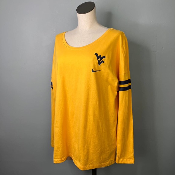 Nike Tops - Nike West Virginia Mountaineers Gold Blue Dolman Long Sleeve Tee Women's Size XL